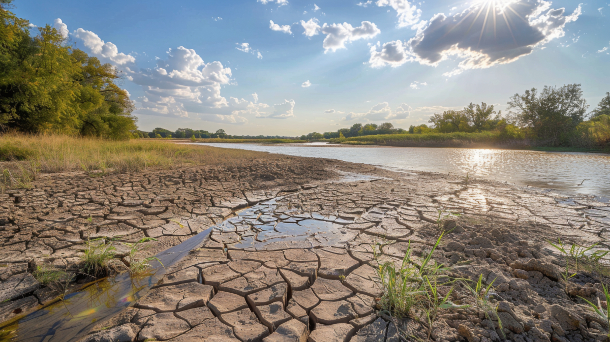 Drought-2026-water-management Image shows a cracked, dry riverbed under scorching sun, illustrating the UK drought 2026